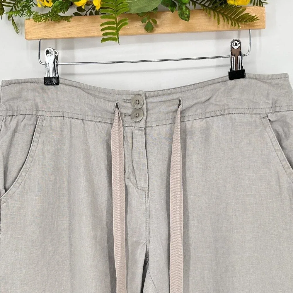 Willi Smith Womens Taupe Gray 100% Linen Drawstring Shorts Size 8 RN 75343
